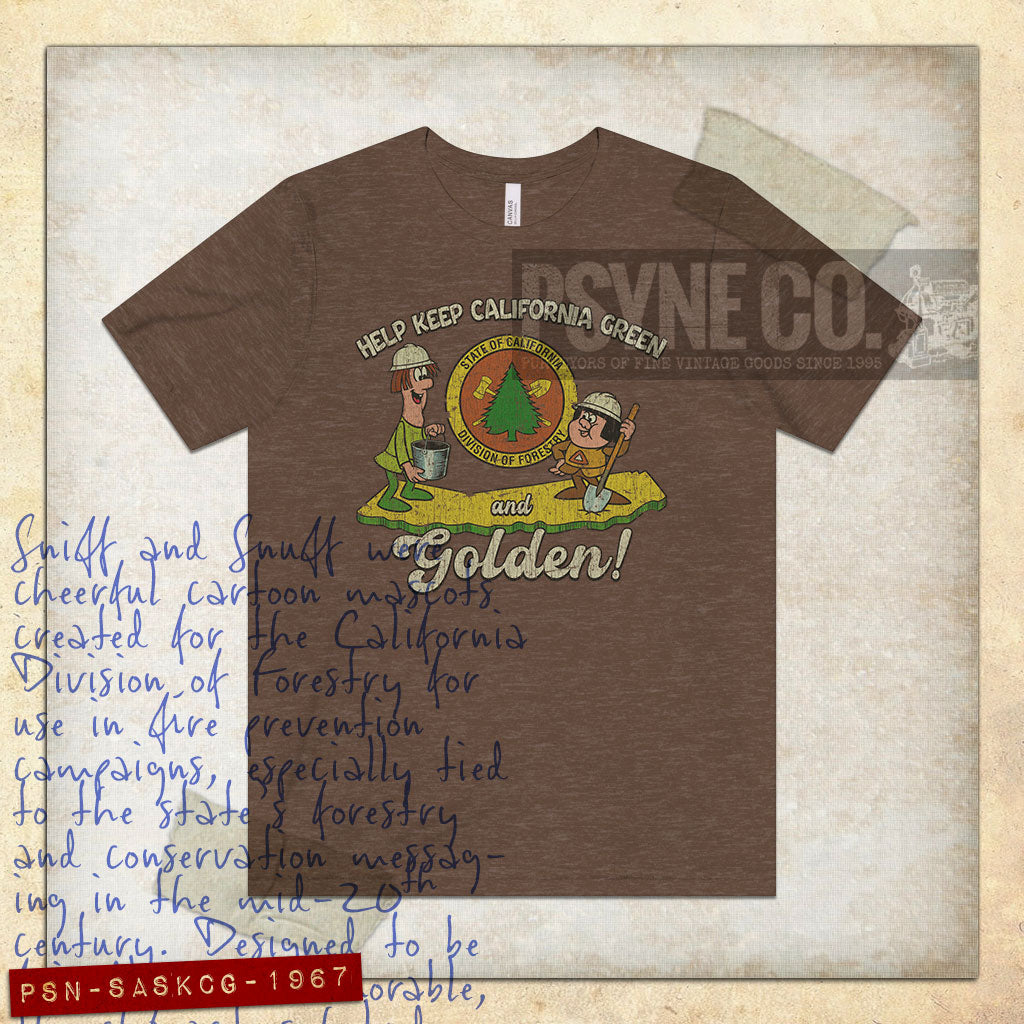 Sniff and Snuff Keep California Green & Golden 1967 Vintage Men's T-Shirt