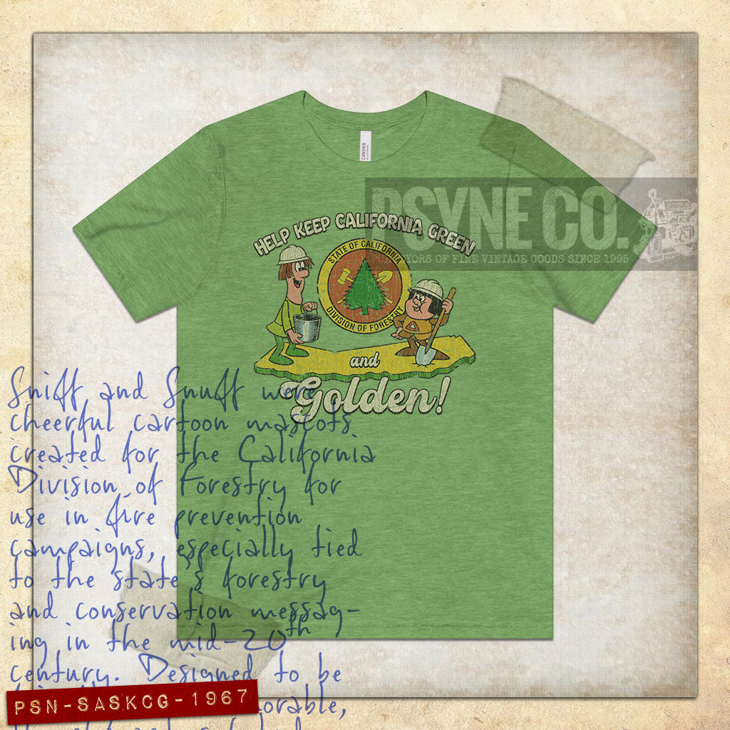 Sniff and Snuff Keep California Green & Golden 1967 Vintage Men's T-Shirt