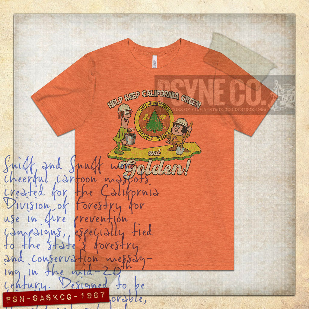 Sniff and Snuff Keep California Green & Golden 1967 Vintage Men's T-Shirt
