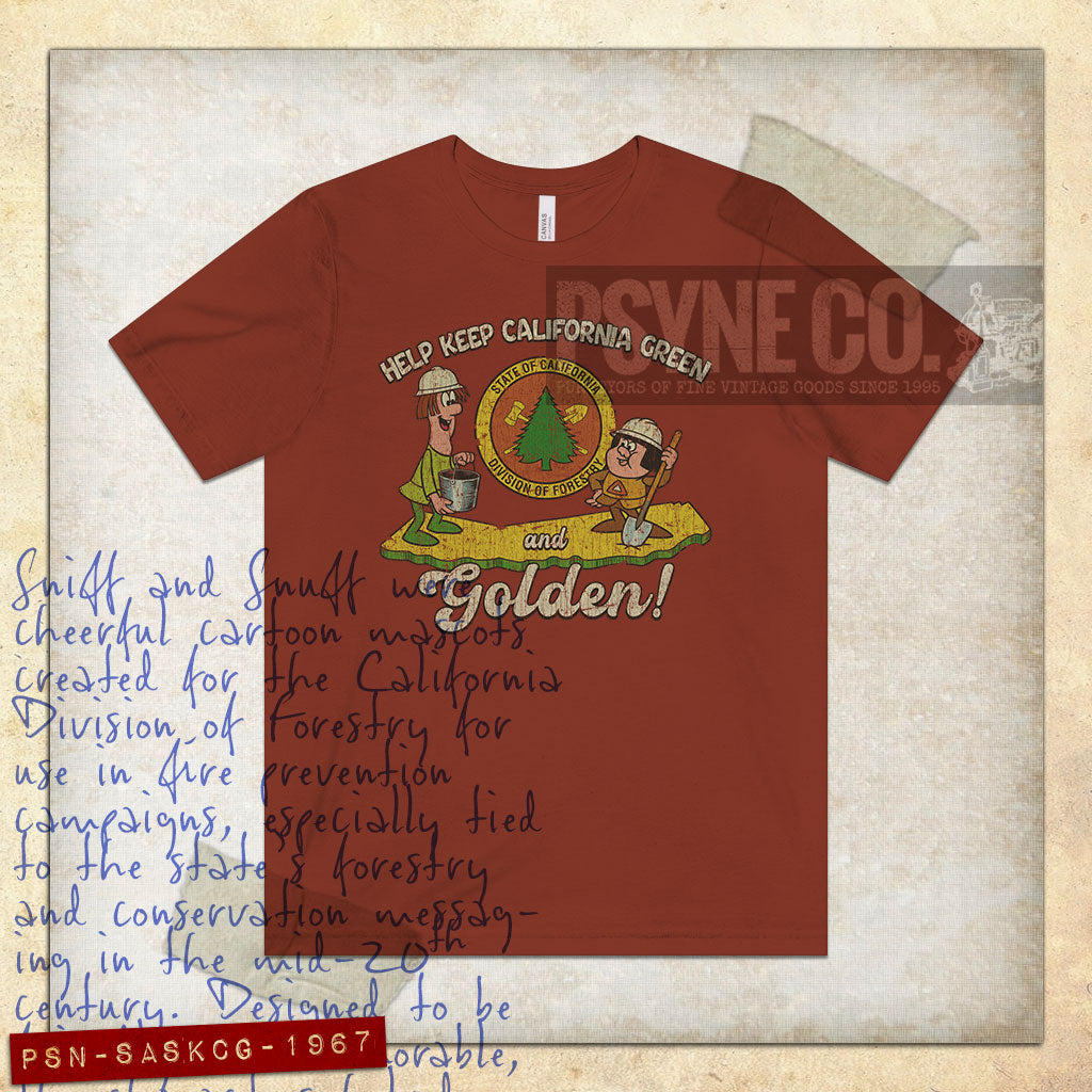 Sniff and Snuff Keep California Green & Golden 1967 Vintage Men's T-Shirt