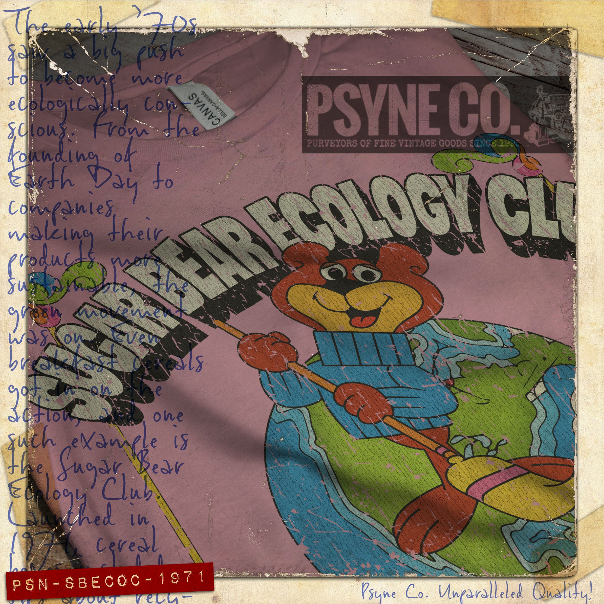 Sugar Bear Ecology Club 1971 Vintage Men's T-Shirt