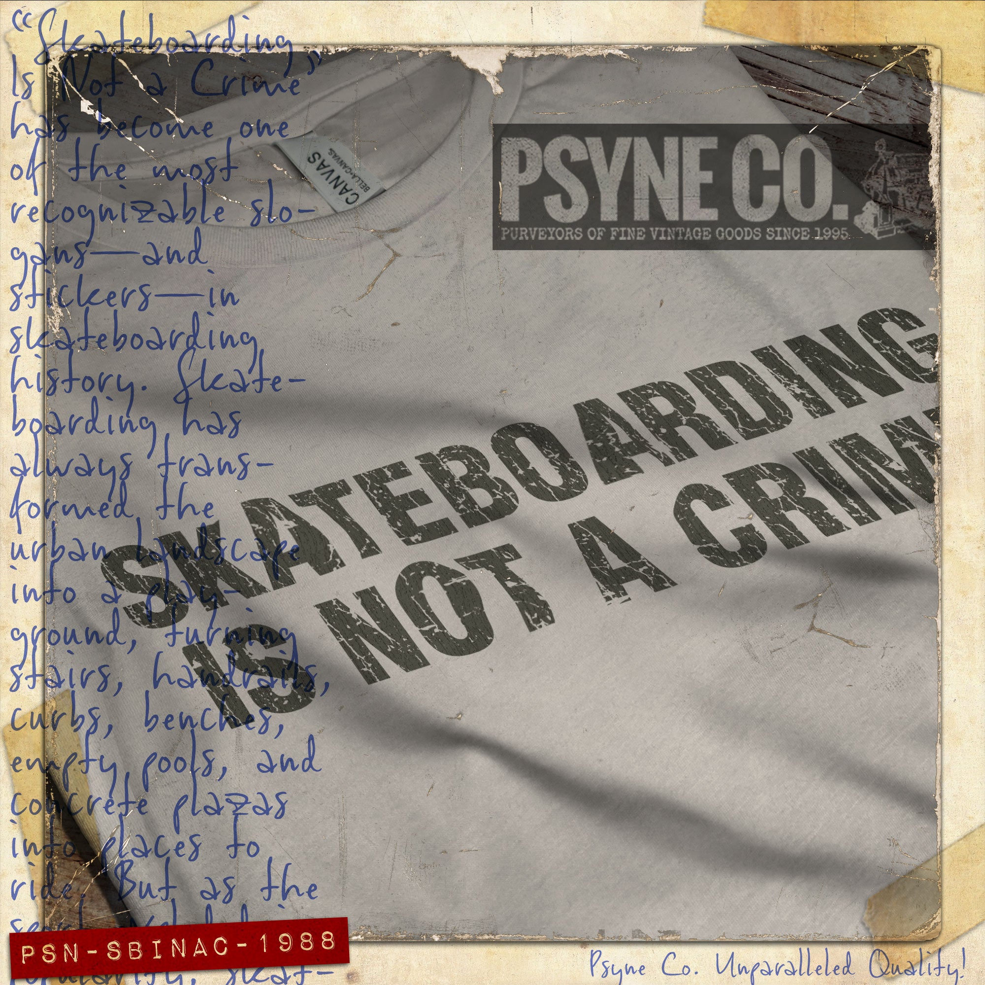 Skateboarding is Not a Crime 1988 Vintage Men's T-Shirt