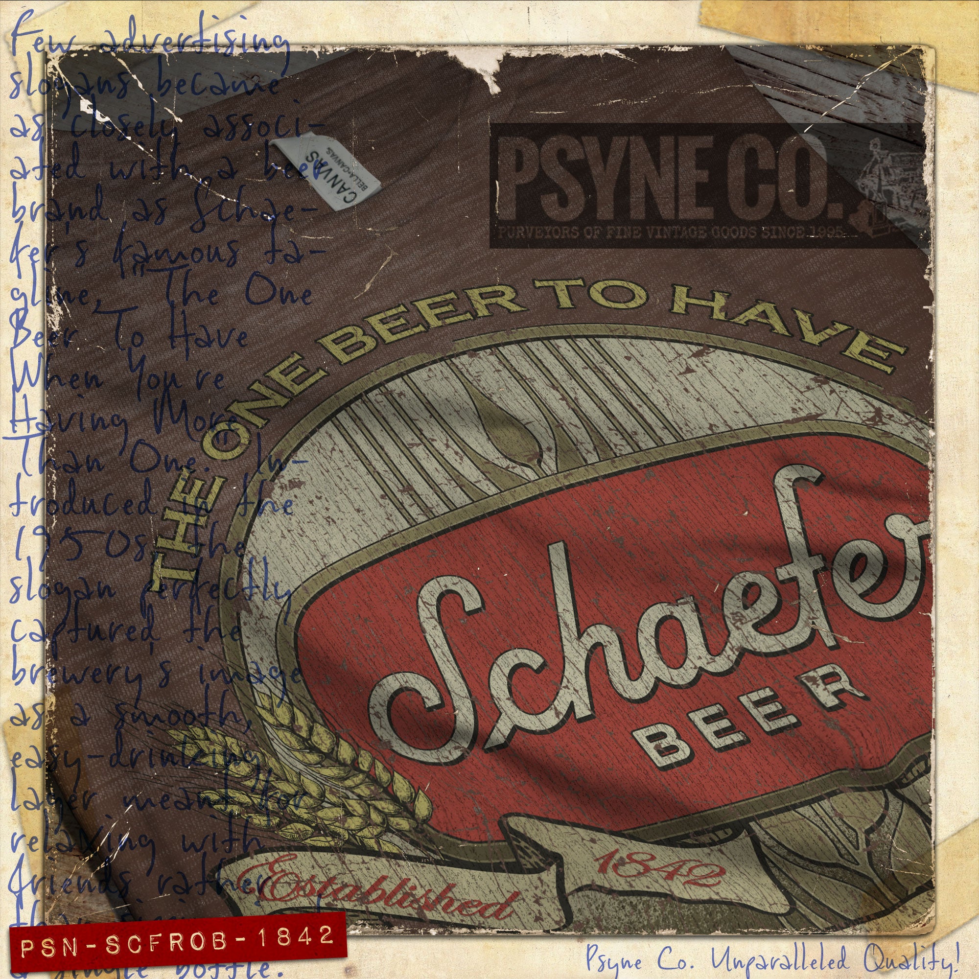 Schaefer The One Beer To Have 1842 Vintage Men’s T-Shirt