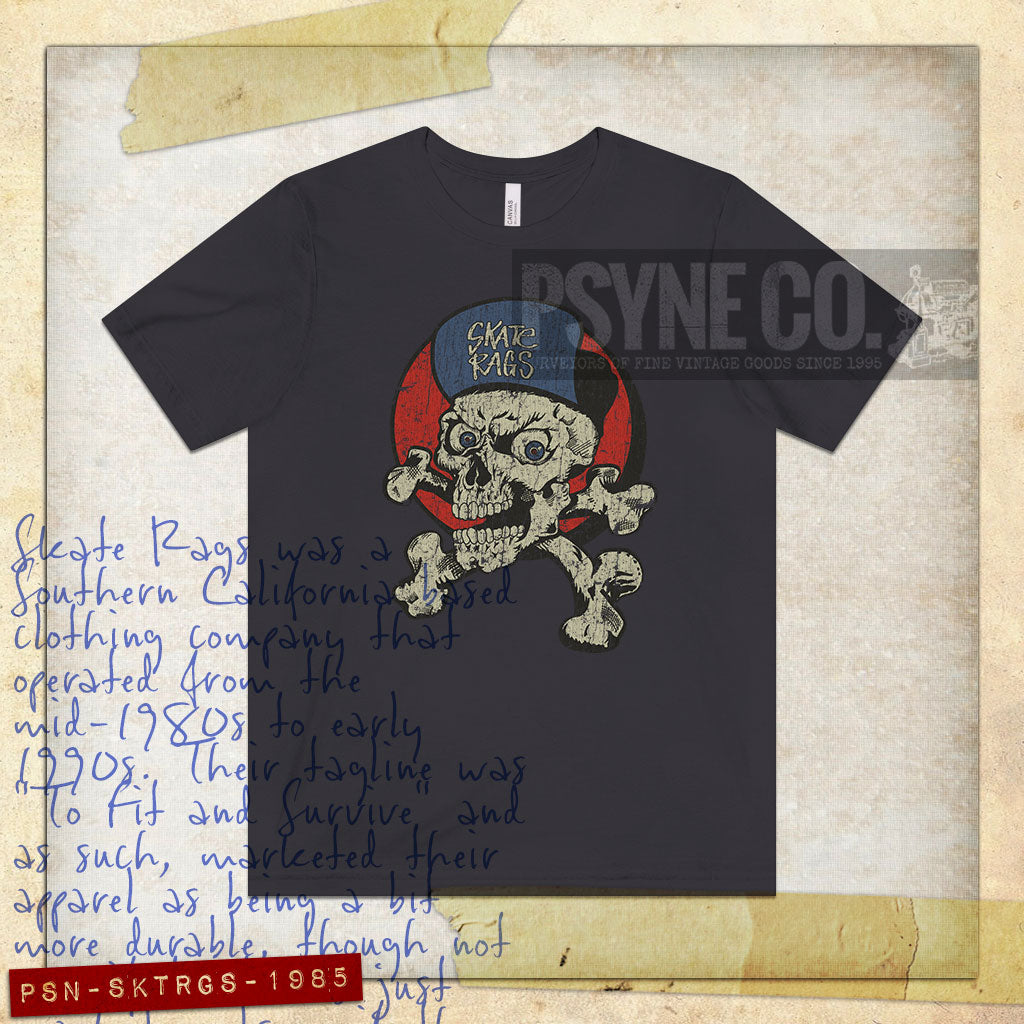Skate Rags Skull and Crossbones 1985 Vintage Men's T-Shirt
