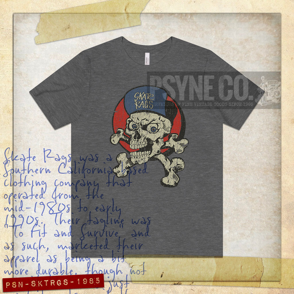 Skate Rags Skull and Crossbones 1985 Vintage Men's T-Shirt