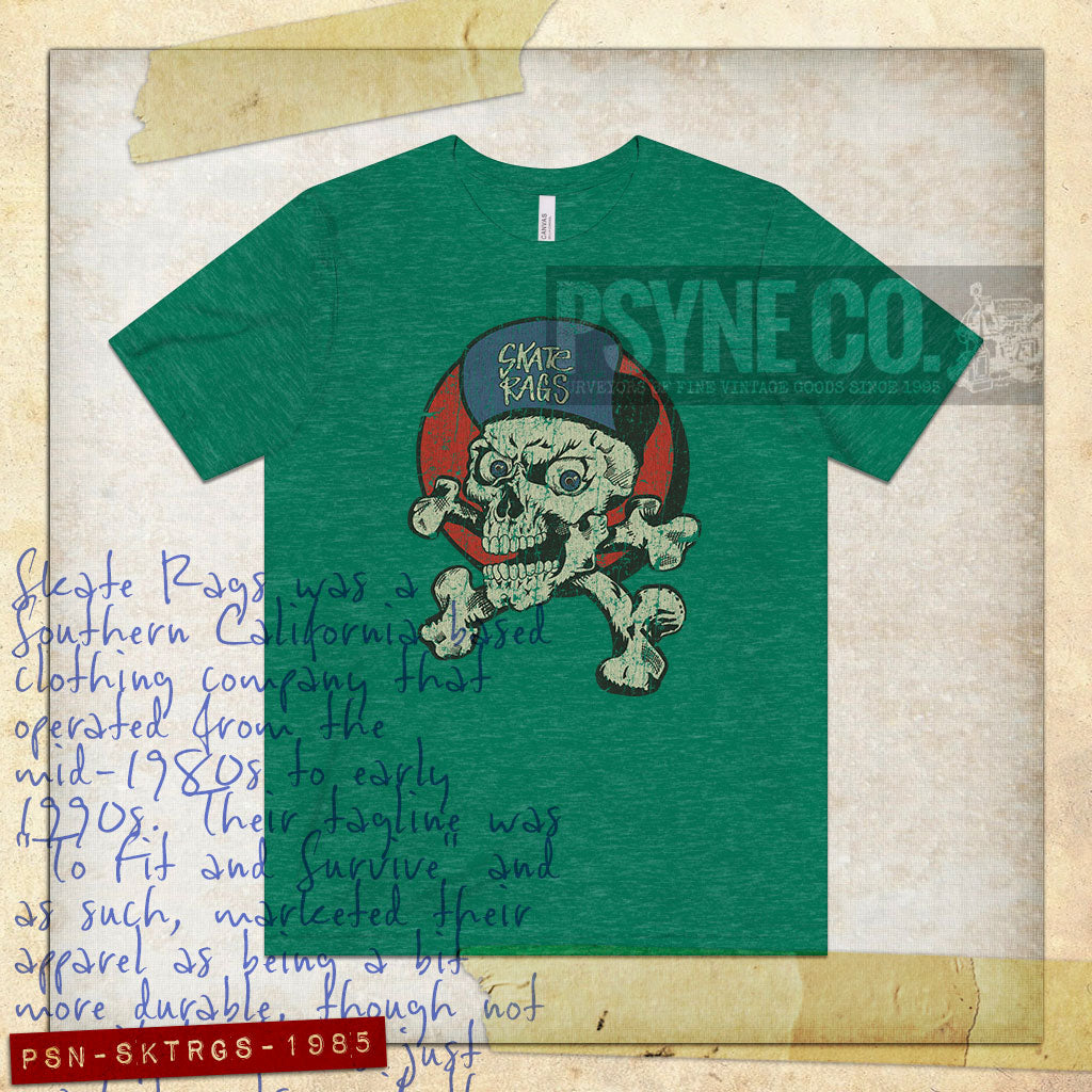 Skate Rags Skull and Crossbones 1985 Vintage Men's T-Shirt