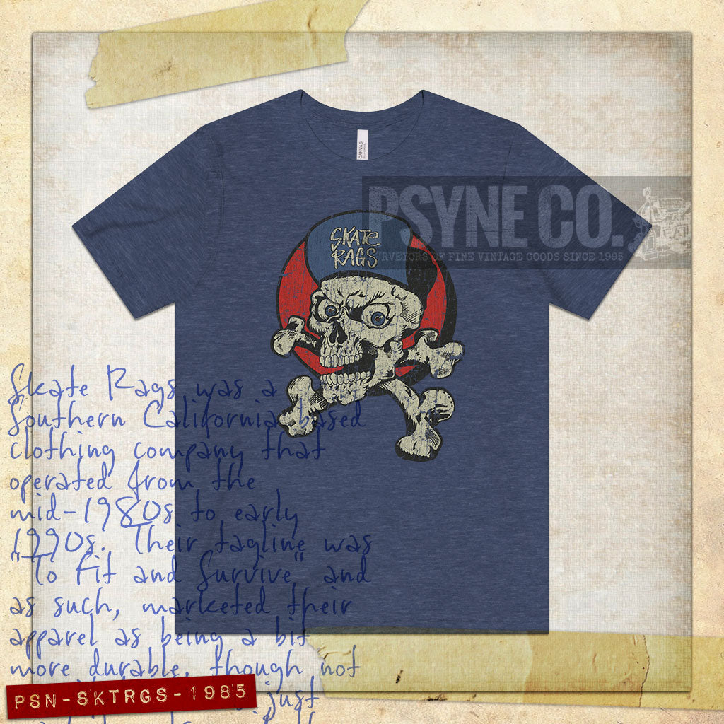 Skate Rags Skull and Crossbones 1985 Vintage Men's T-Shirt