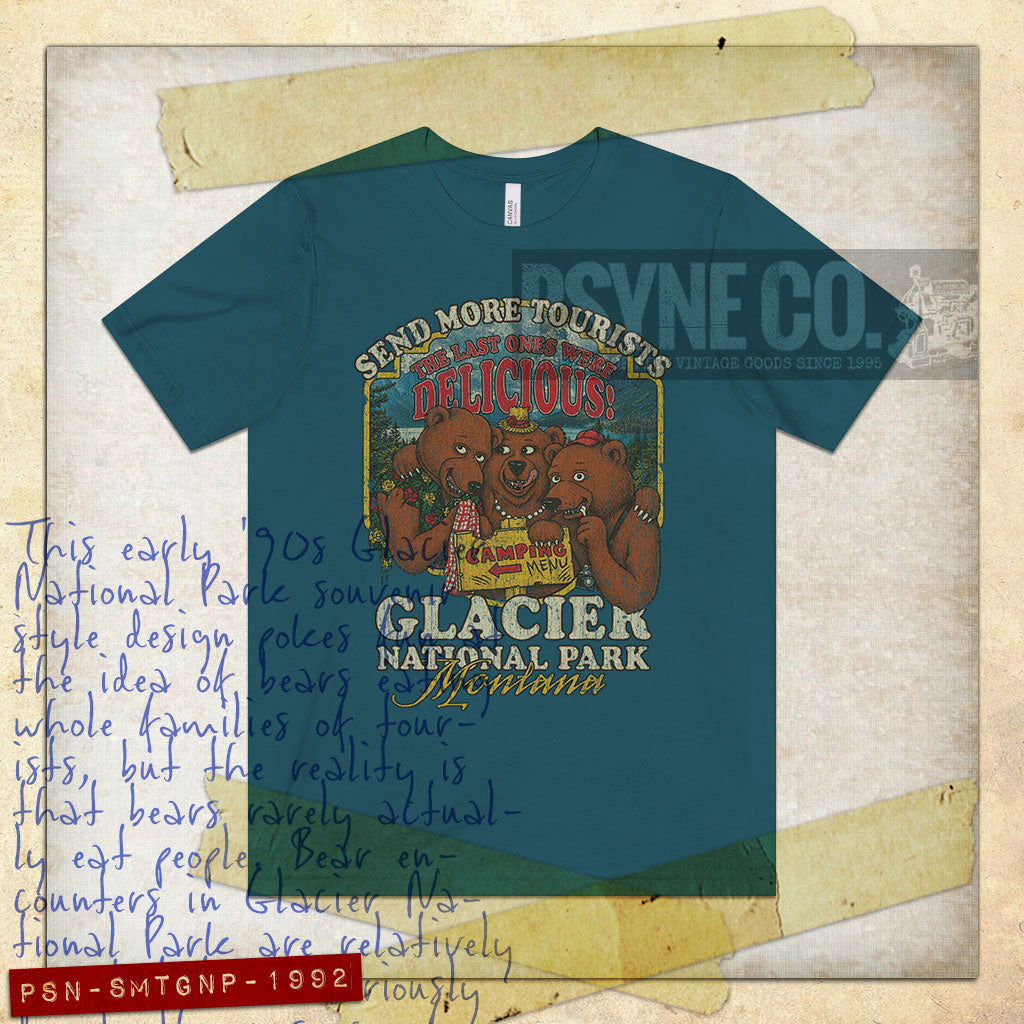 Send More Tourists Glacier National Park Montana 1992 Vintage Men's T-Shirt