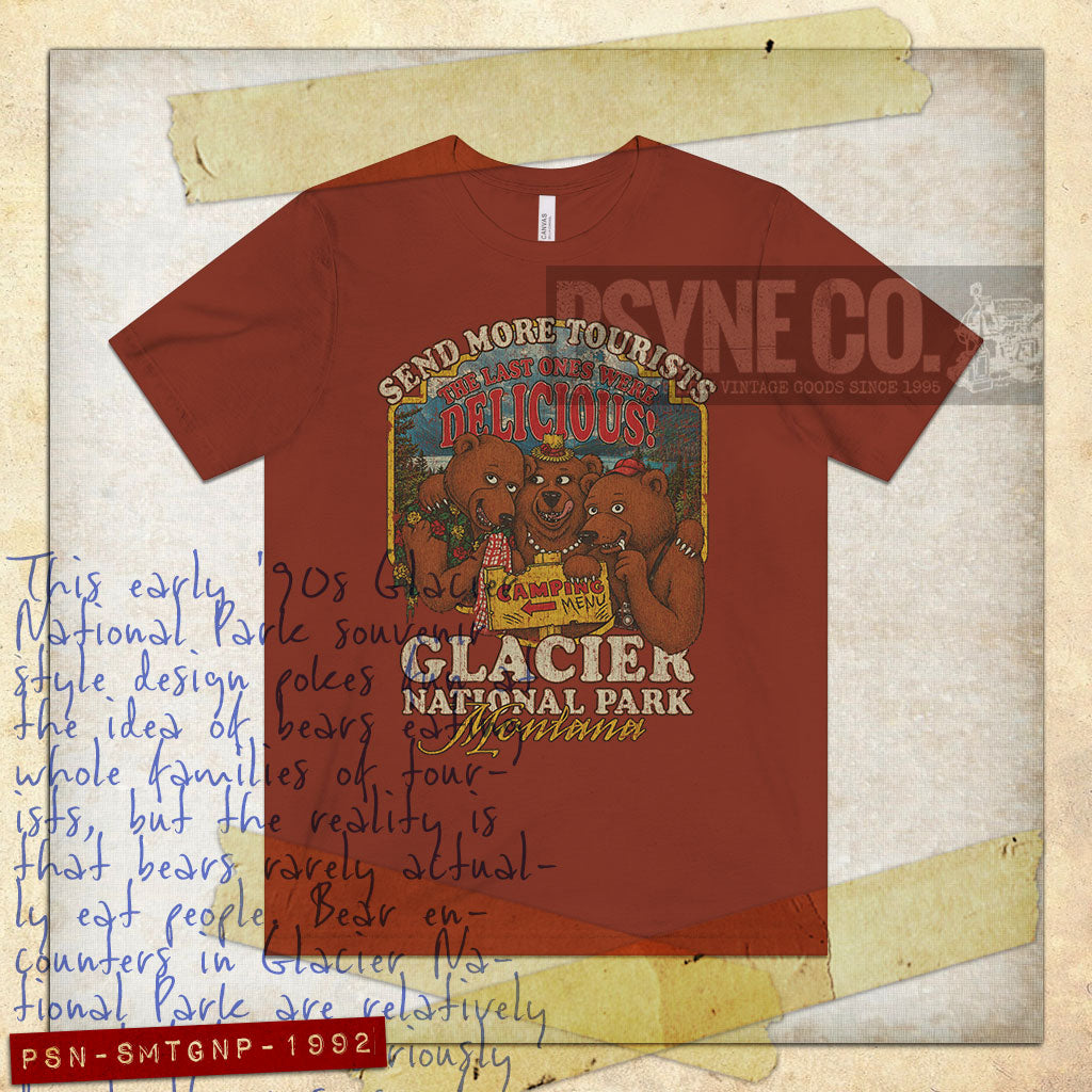 Send More Tourists Glacier National Park Montana 1992 Vintage Men's T-Shirt