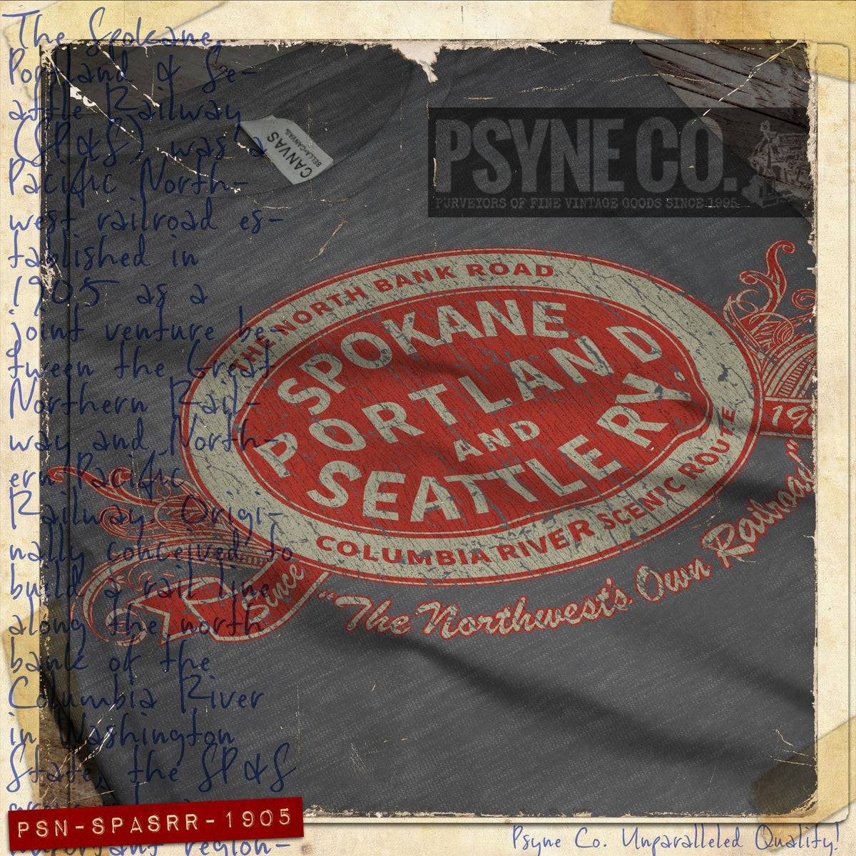 Spokane, Portland and Seattle Railway 1905 Vintage Men's T-Shirt