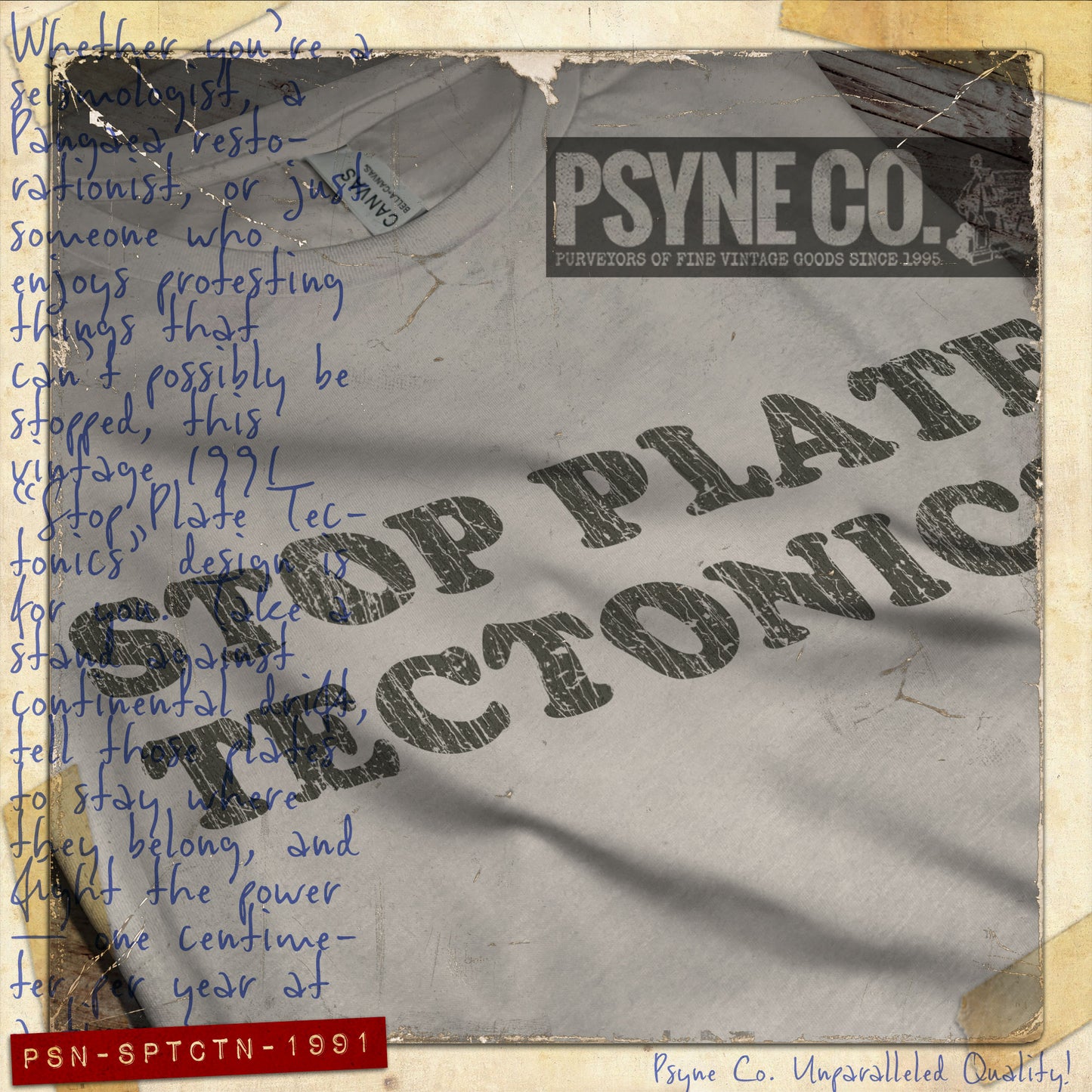 Stop Plate Tectonics 1991 Vintage Men's T-Shirt