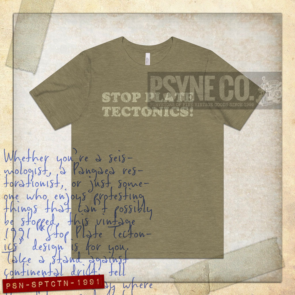 Stop Plate Tectonics 1991 Vintage Men's T-Shirt