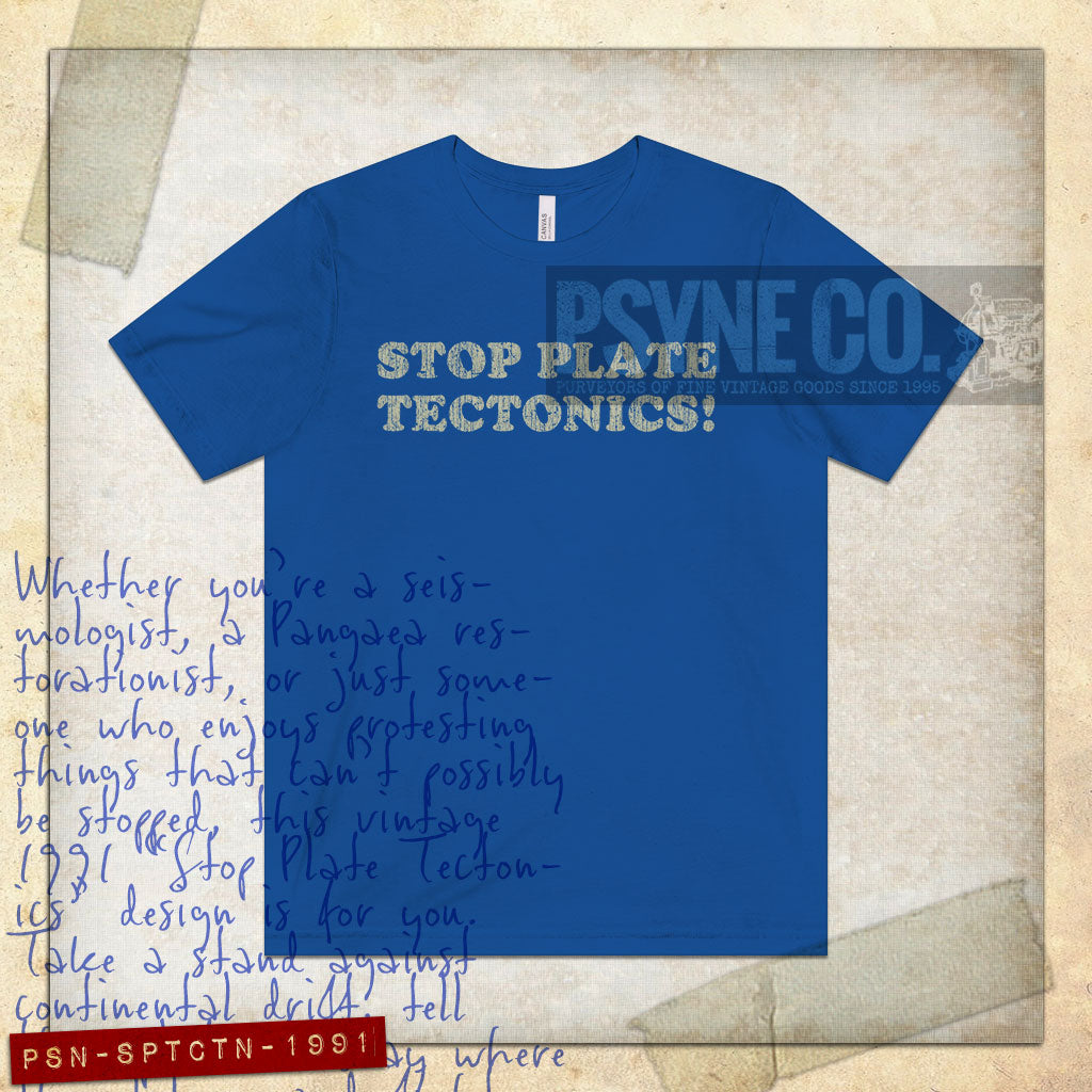 Stop Plate Tectonics 1991 Vintage Men's T-Shirt
