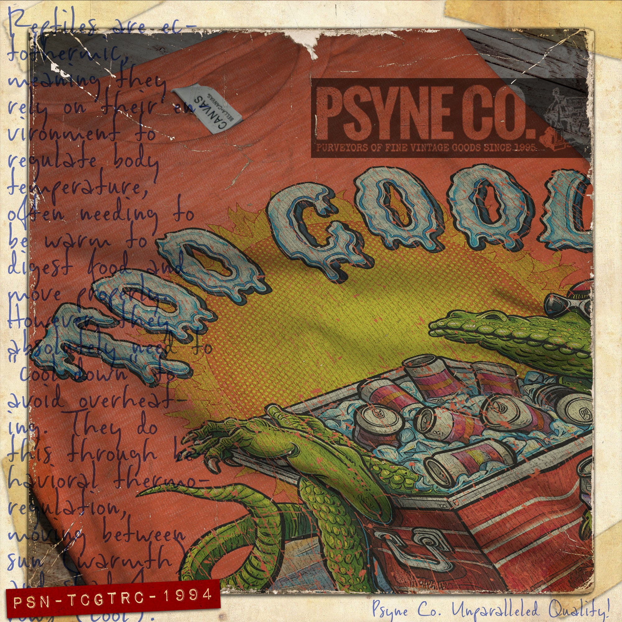 Too Cool Gator Straight Chillin 1994 Vintage Men's T-Shirt