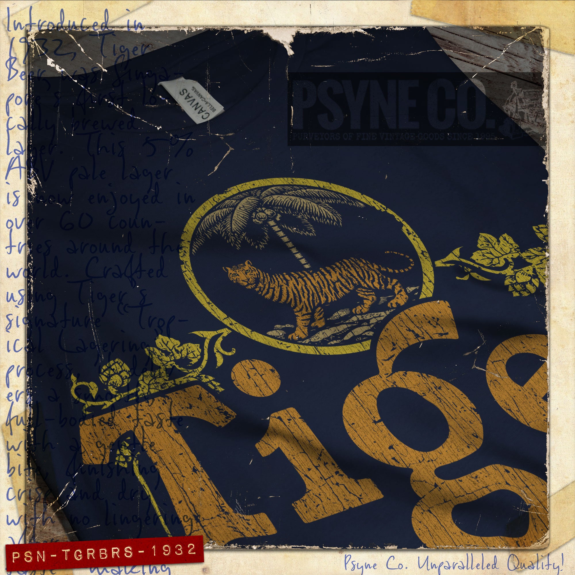 Tiger Beer Singapore 1932 Vintage Men's T-Shirt