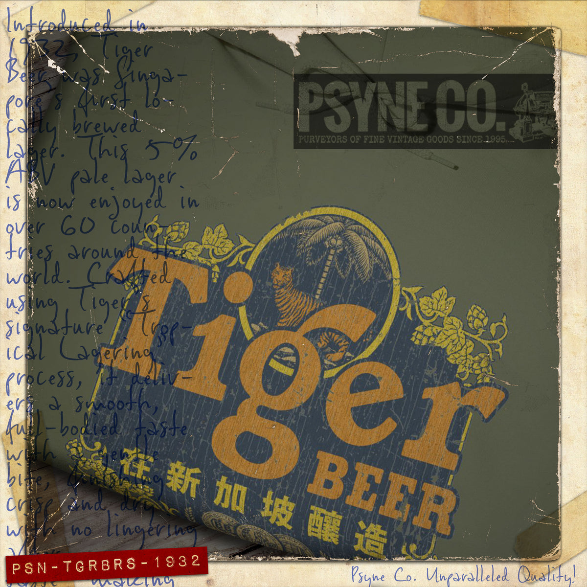 Tiger Beer Singapore 1932 Vintage Hoodie
