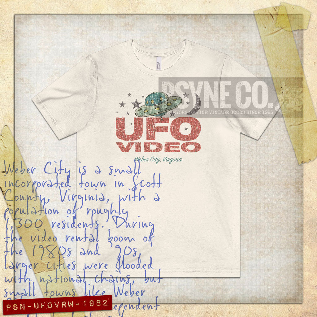 UFO Video Rentals Weber City 1982 Vintage Men's T-Shirt