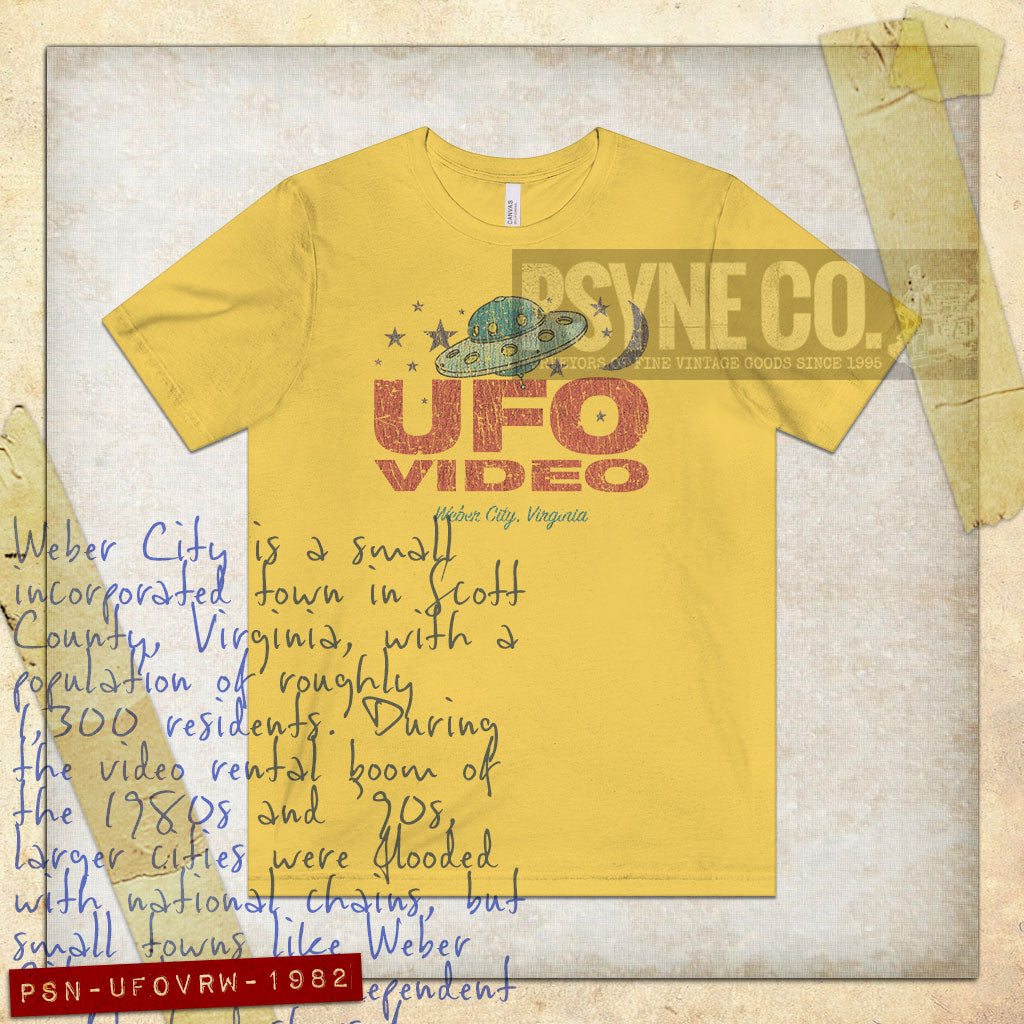 UFO Video Rentals Weber City 1982 Vintage Men's T-Shirt