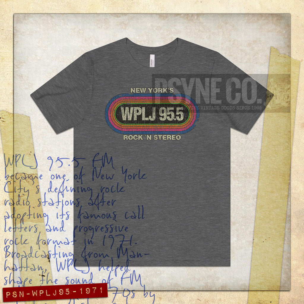 WPLJ 95.5 Rock 'N Stereo New York 1971 Vintage Men's T-Shirt