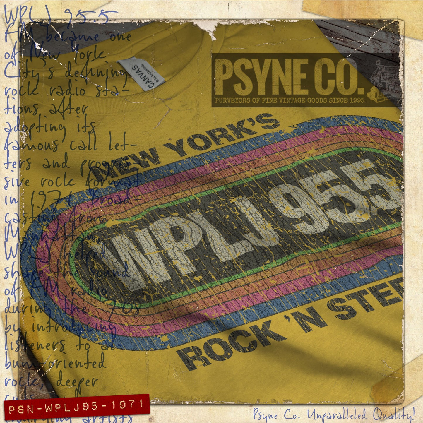 WPLJ 95.5 Rock 'N Stereo New York 1971 Vintage Men's T-Shirt