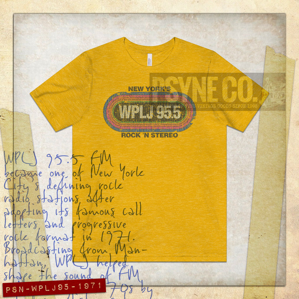 WPLJ 95.5 Rock 'N Stereo New York 1971 Vintage Men's T-Shirt