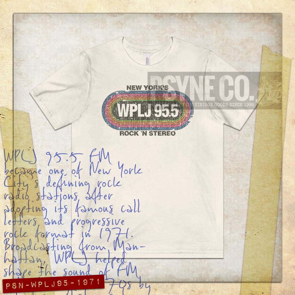 WPLJ 95.5 Rock 'N Stereo New York 1971 Vintage Men's T-Shirt