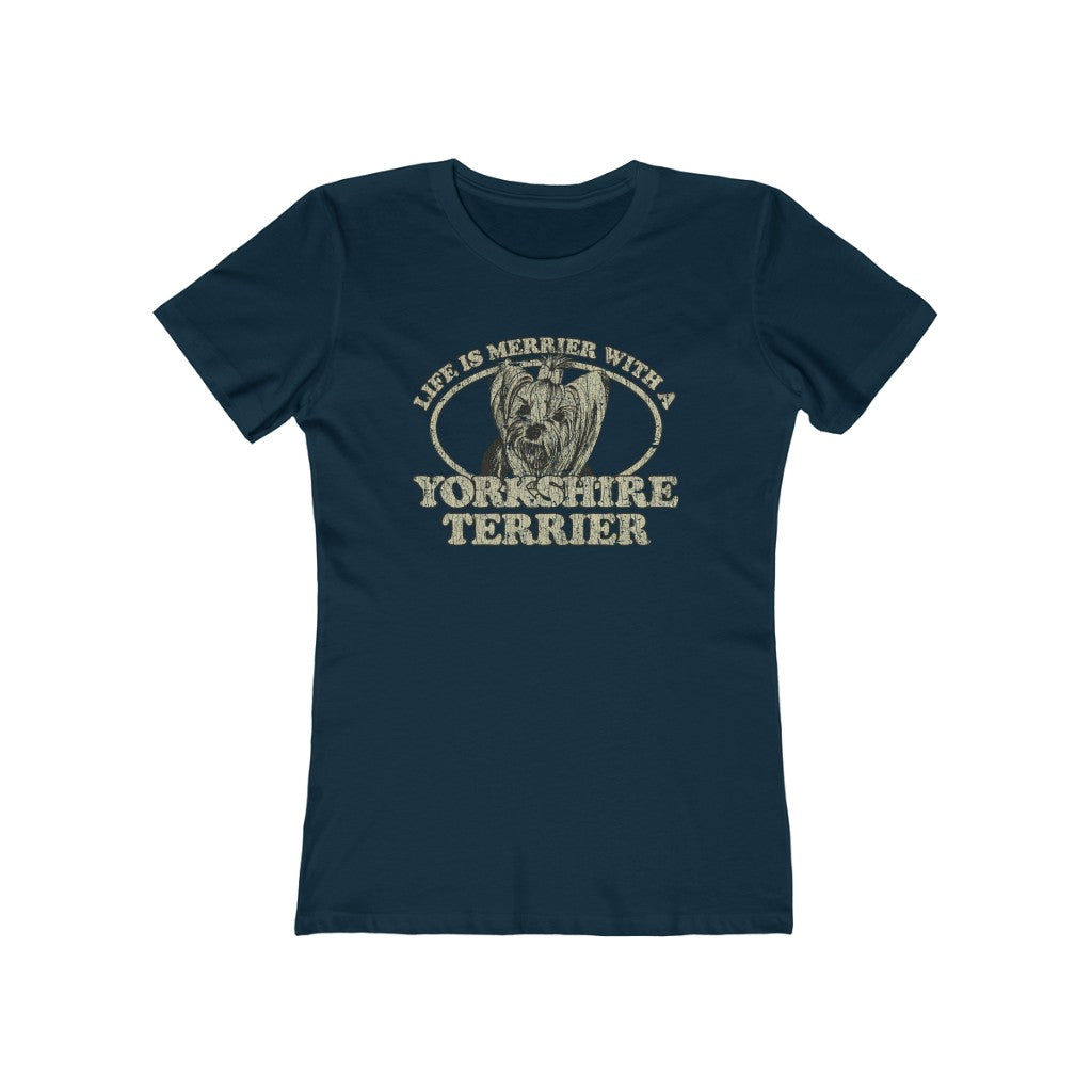 Life is Merrier With a Yorkshire Terrier 1982 Vintage Women's T-Shirt