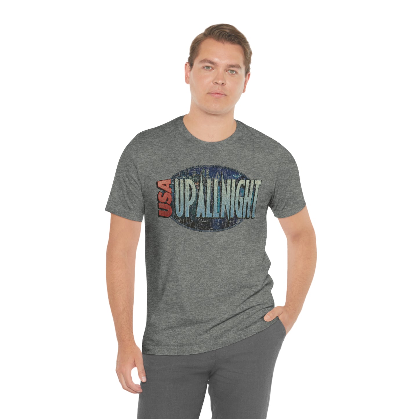 USA Up All Night 1989 Vintage Men's T-Shirt