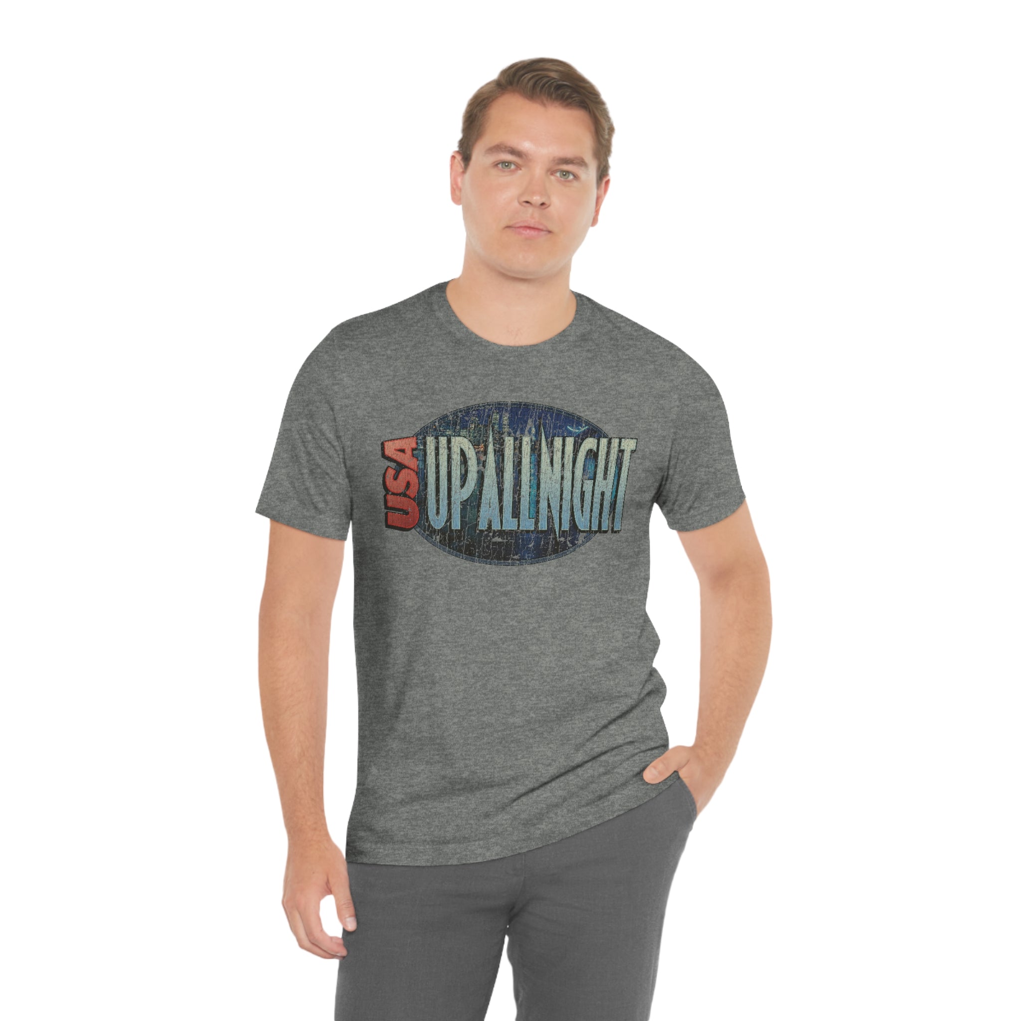 USA Up All Night 1989 Vintage Men's T-Shirt