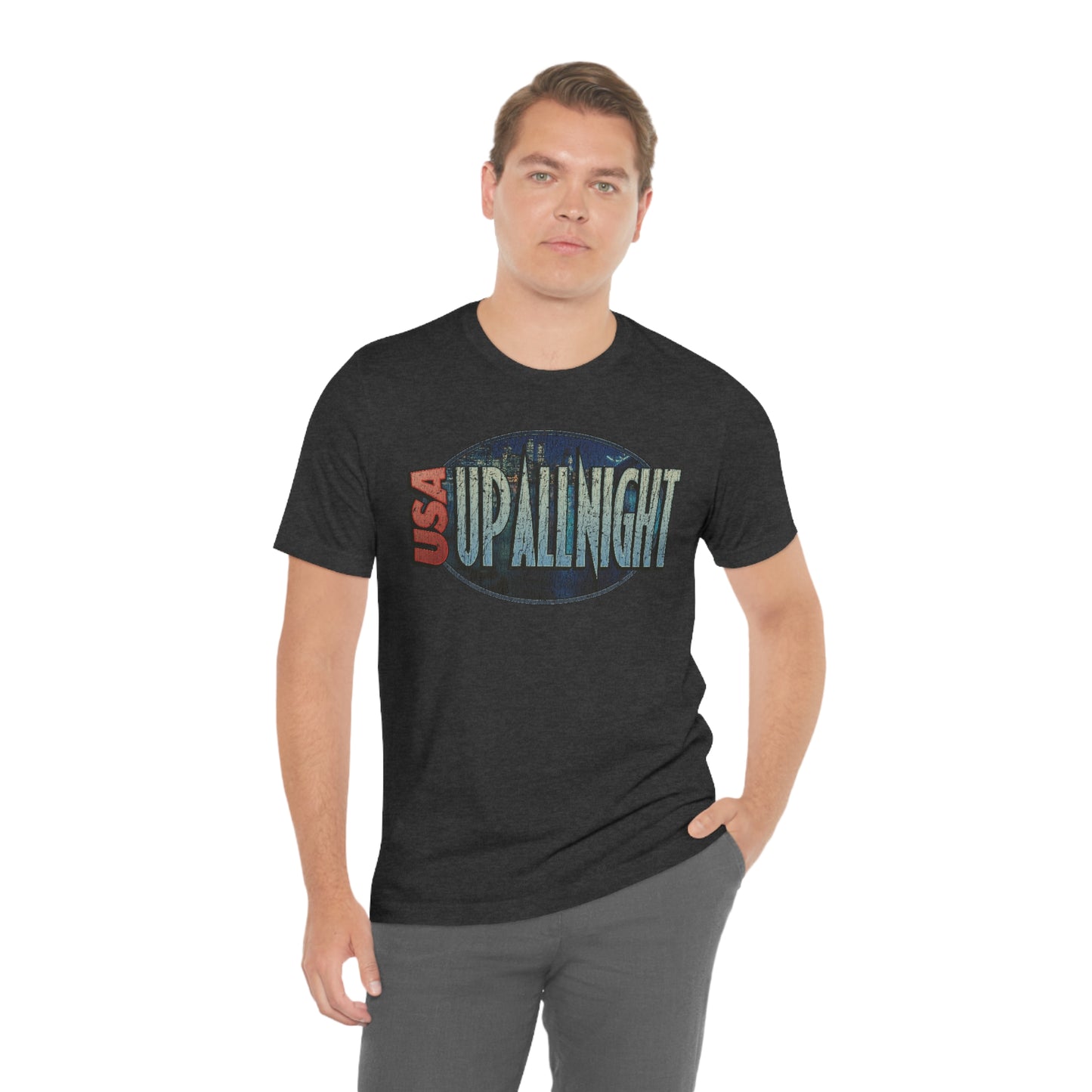 USA Up All Night 1989 Vintage Men's T-Shirt