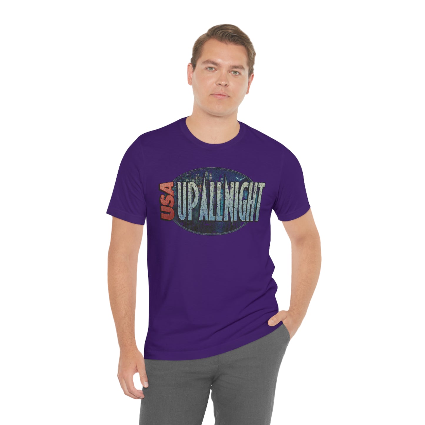 USA Up All Night 1989 Vintage Men's T-Shirt