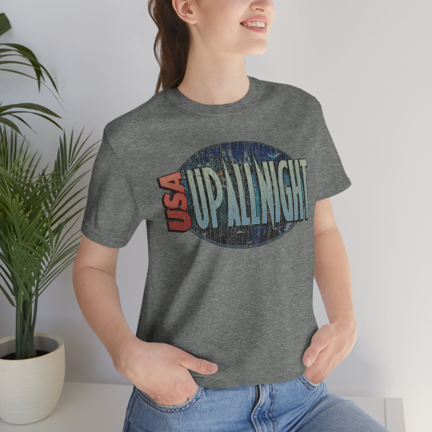 USA Up All Night 1989 Vintage Men's T-Shirt