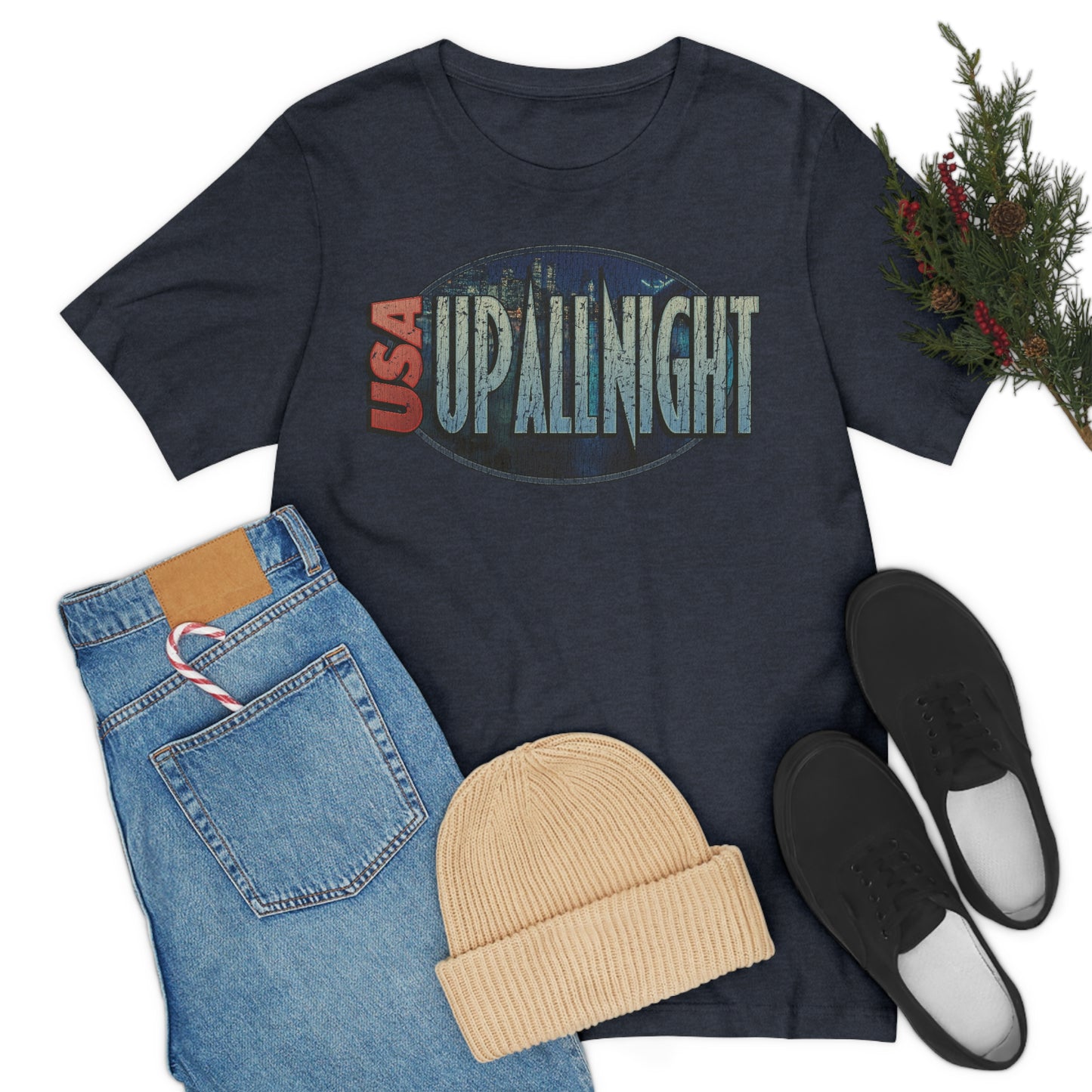USA Up All Night 1989 Vintage Men's T-Shirt