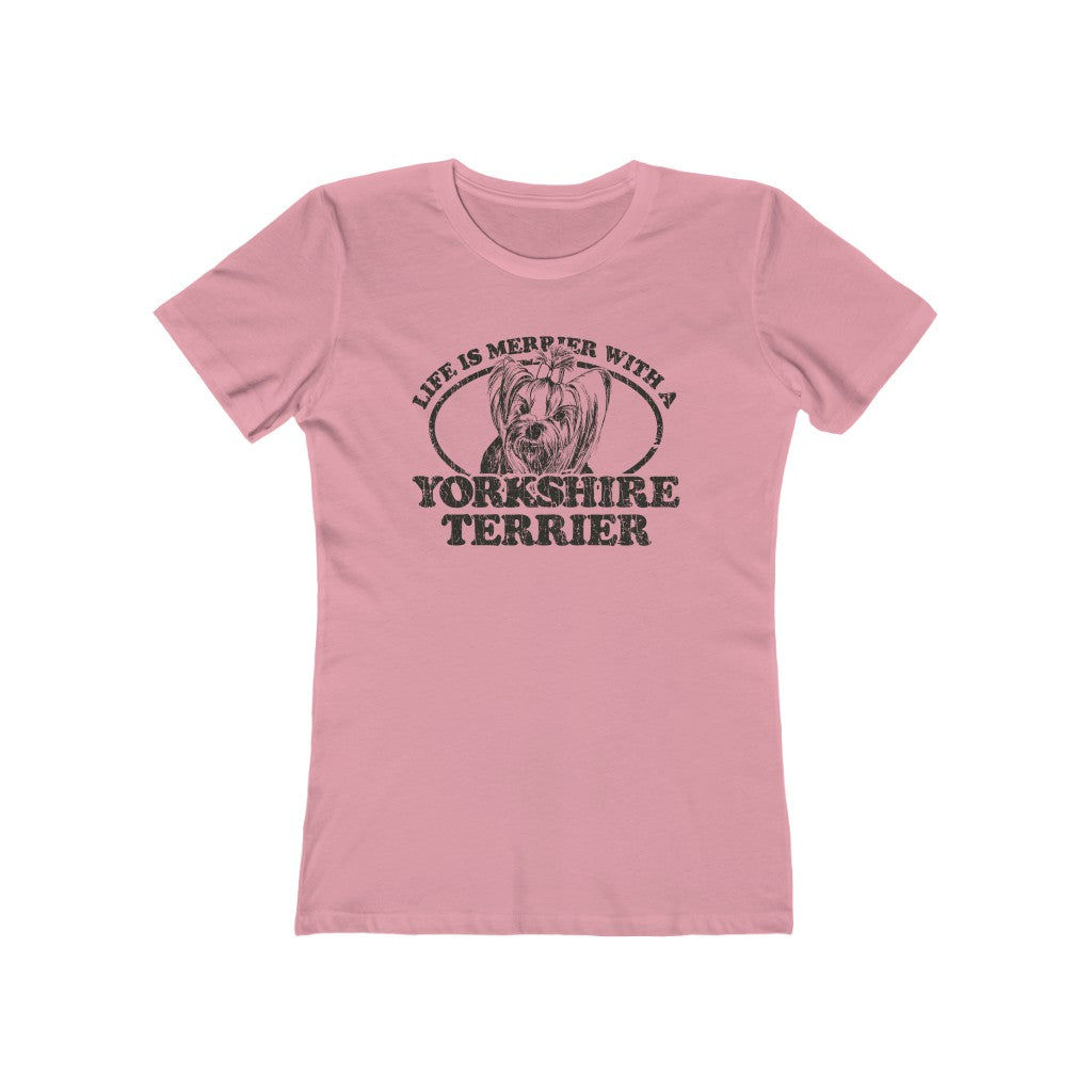 Life is Merrier With a Yorkshire Terrier 1982 Vintage Women's T-Shirt