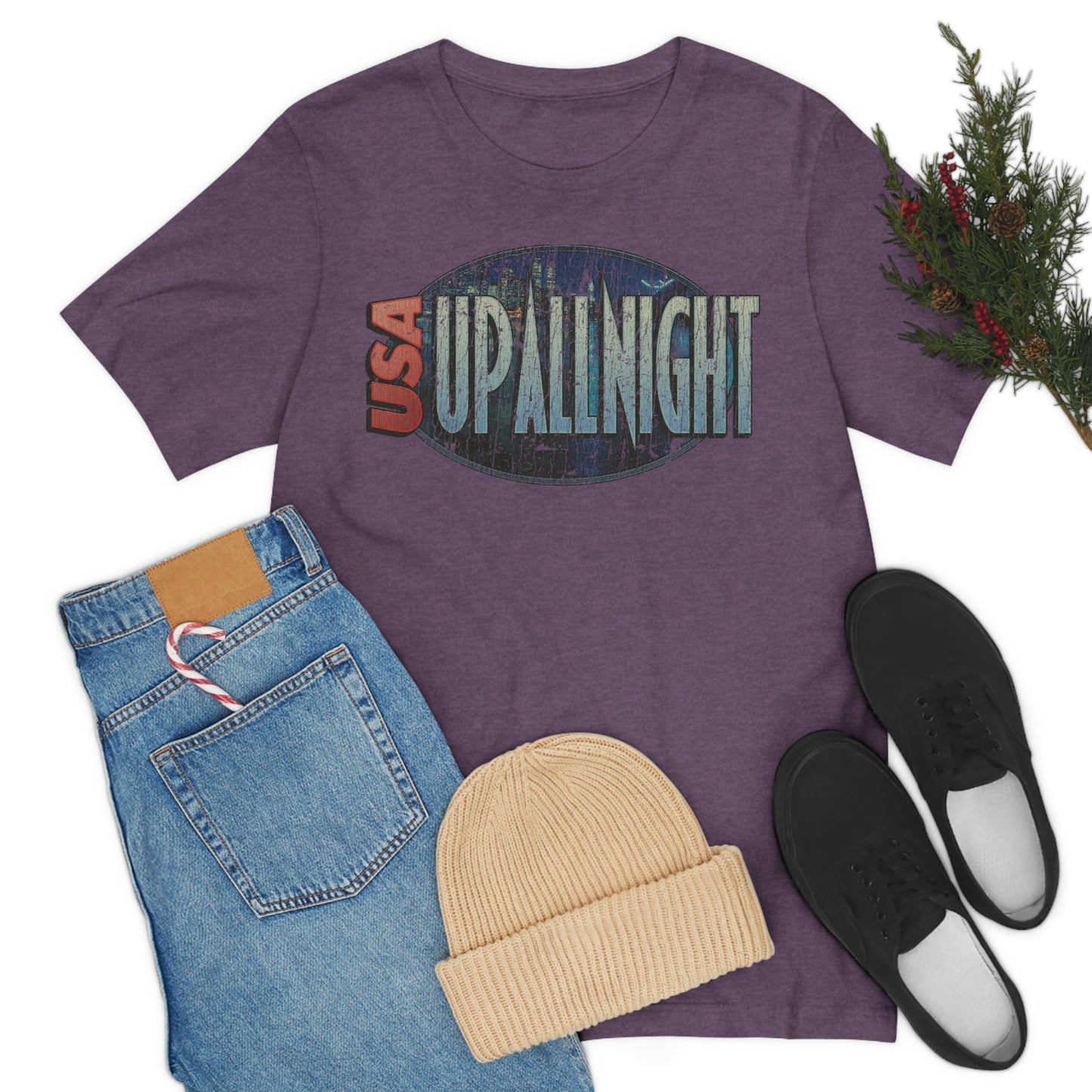 USA Up All Night 1989 Vintage Men's T-Shirt