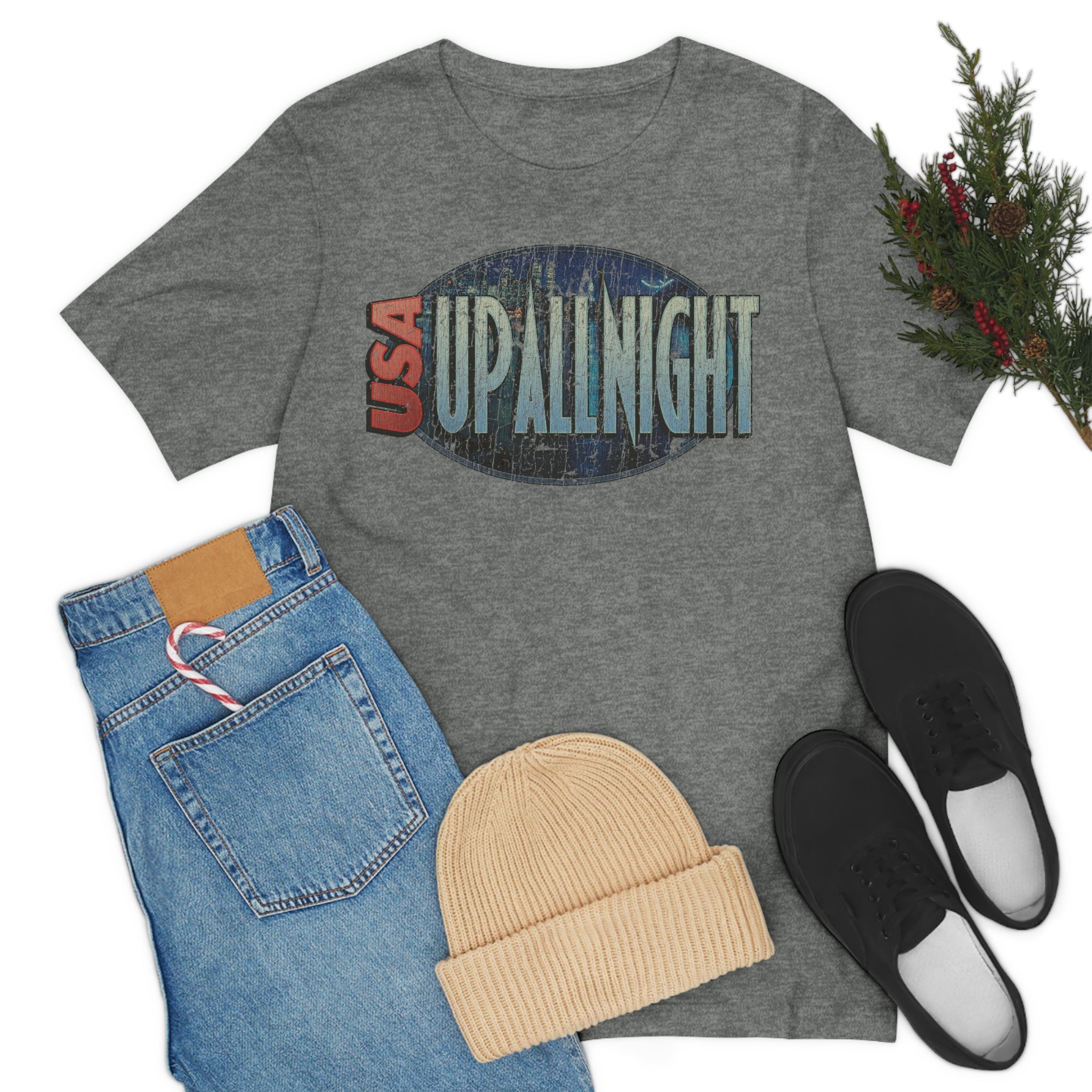 USA Up All Night 1989 Vintage Men's T-Shirt