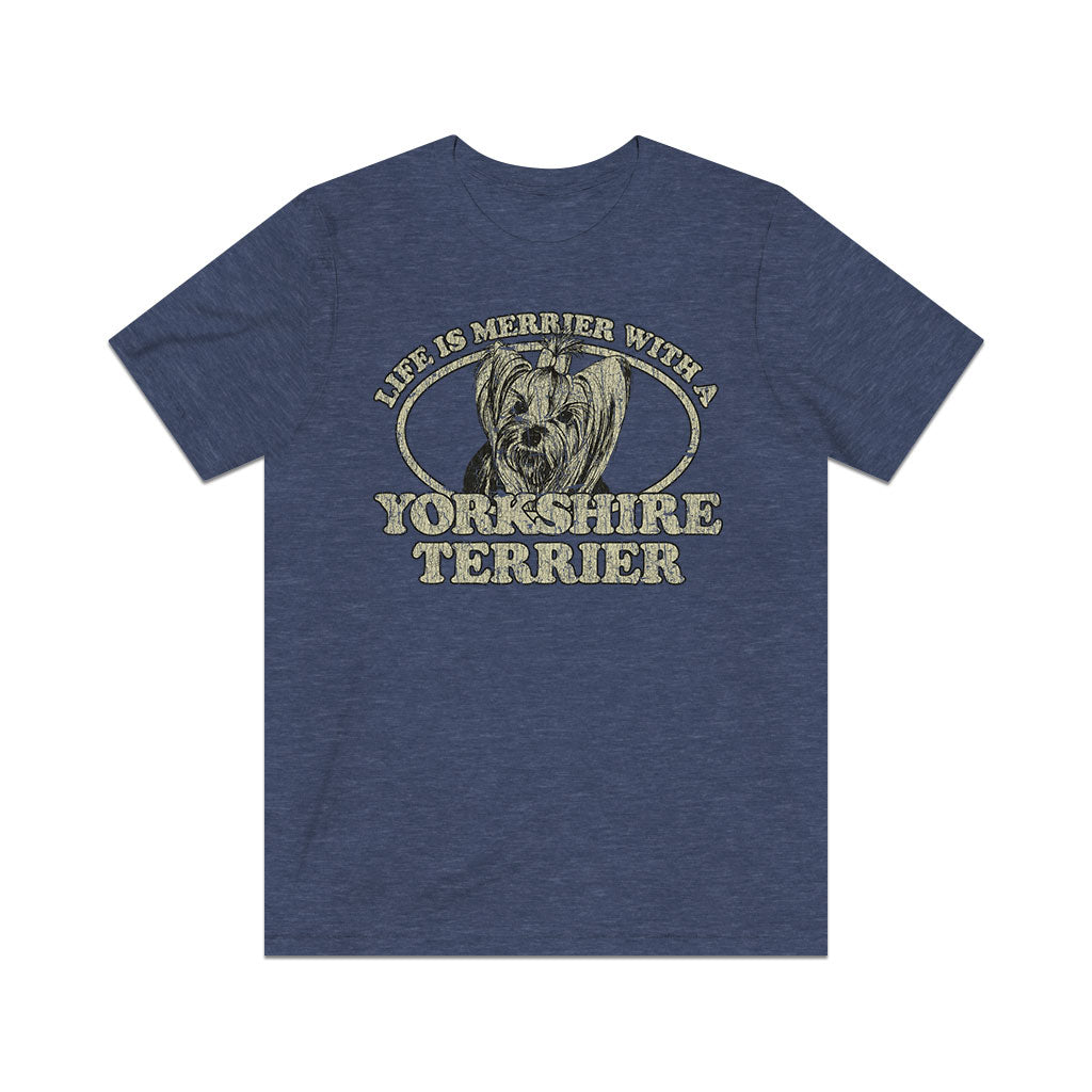 Life is Merrier With a Yorkshire Terrier 1982 Vintage Men's T-Shirt