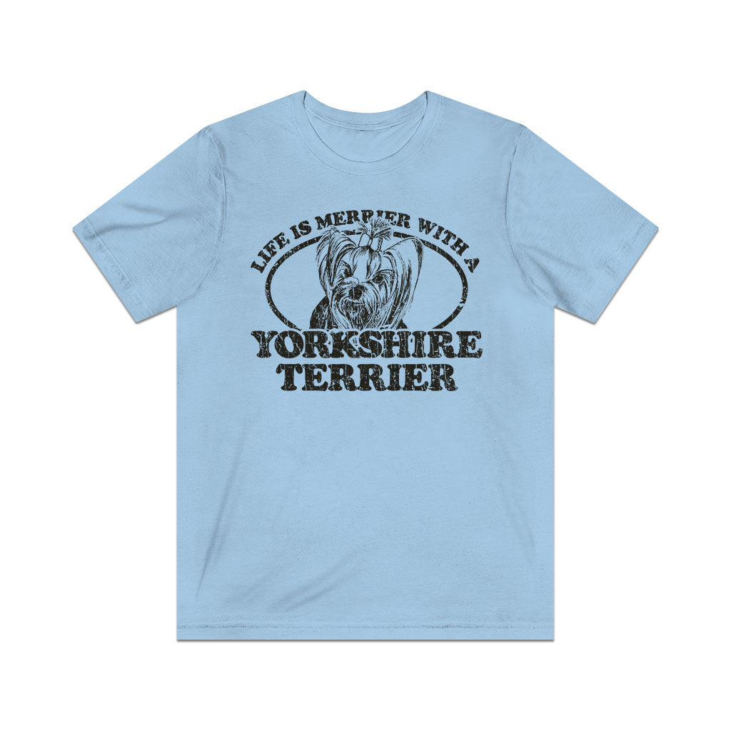 Life is Merrier With a Yorkshire Terrier 1982 Vintage Men's T-Shirt