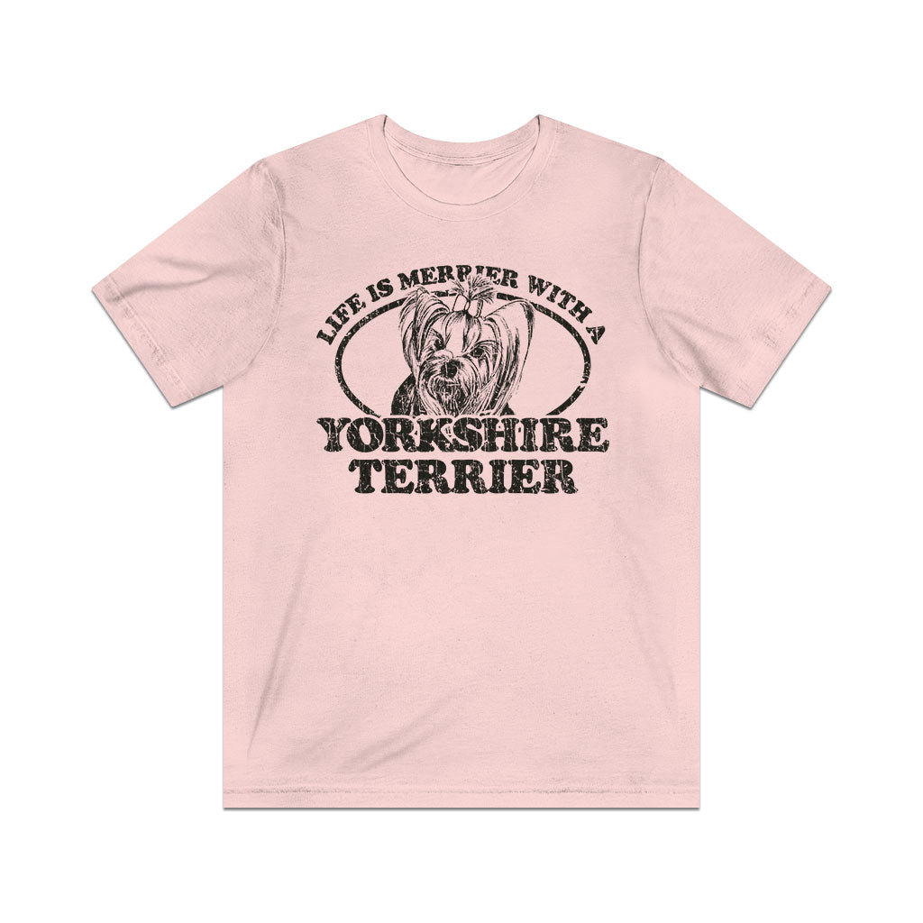 Life is Merrier With a Yorkshire Terrier 1982 Vintage Men's T-Shirt