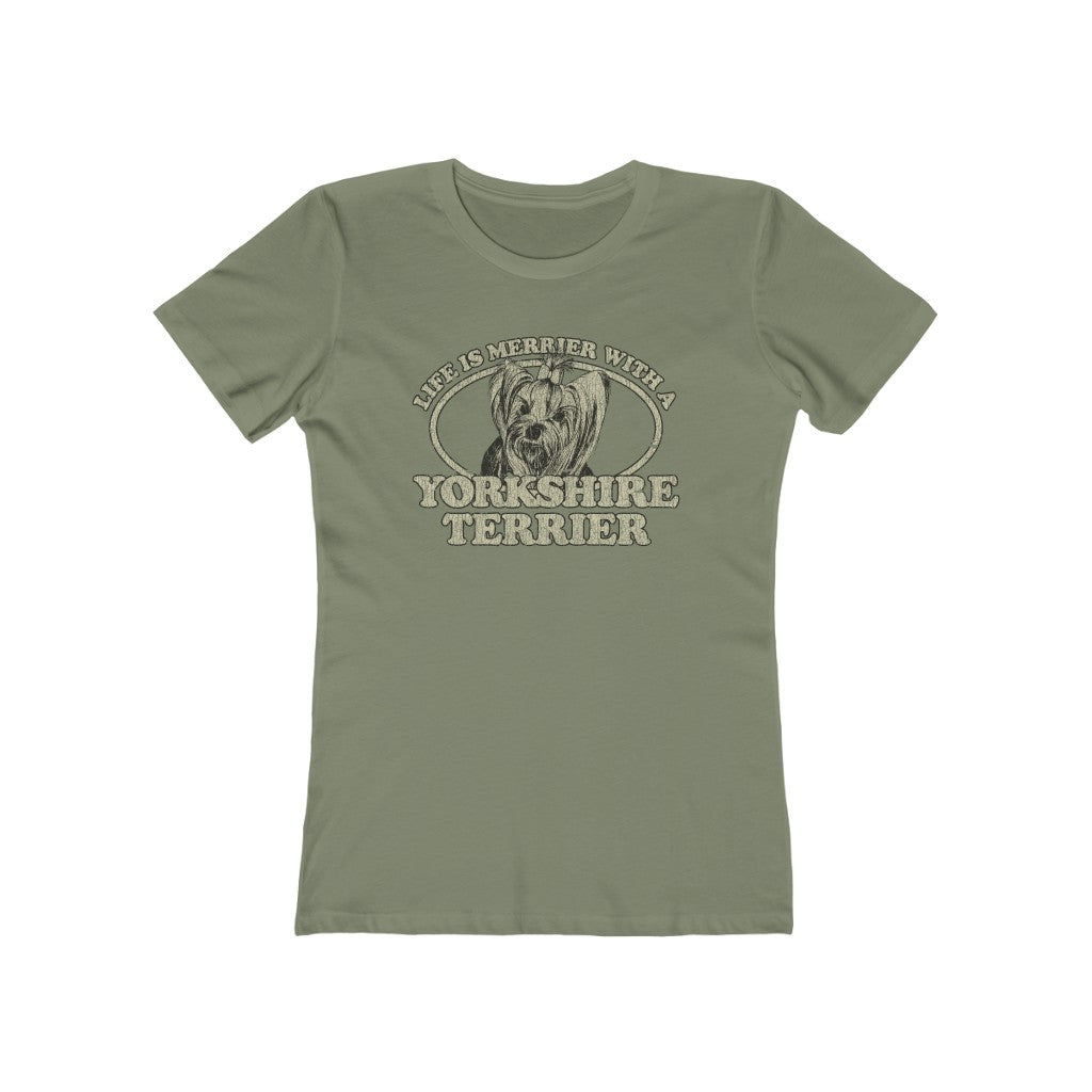 Life is Merrier With a Yorkshire Terrier 1982 Vintage Women's T-Shirt