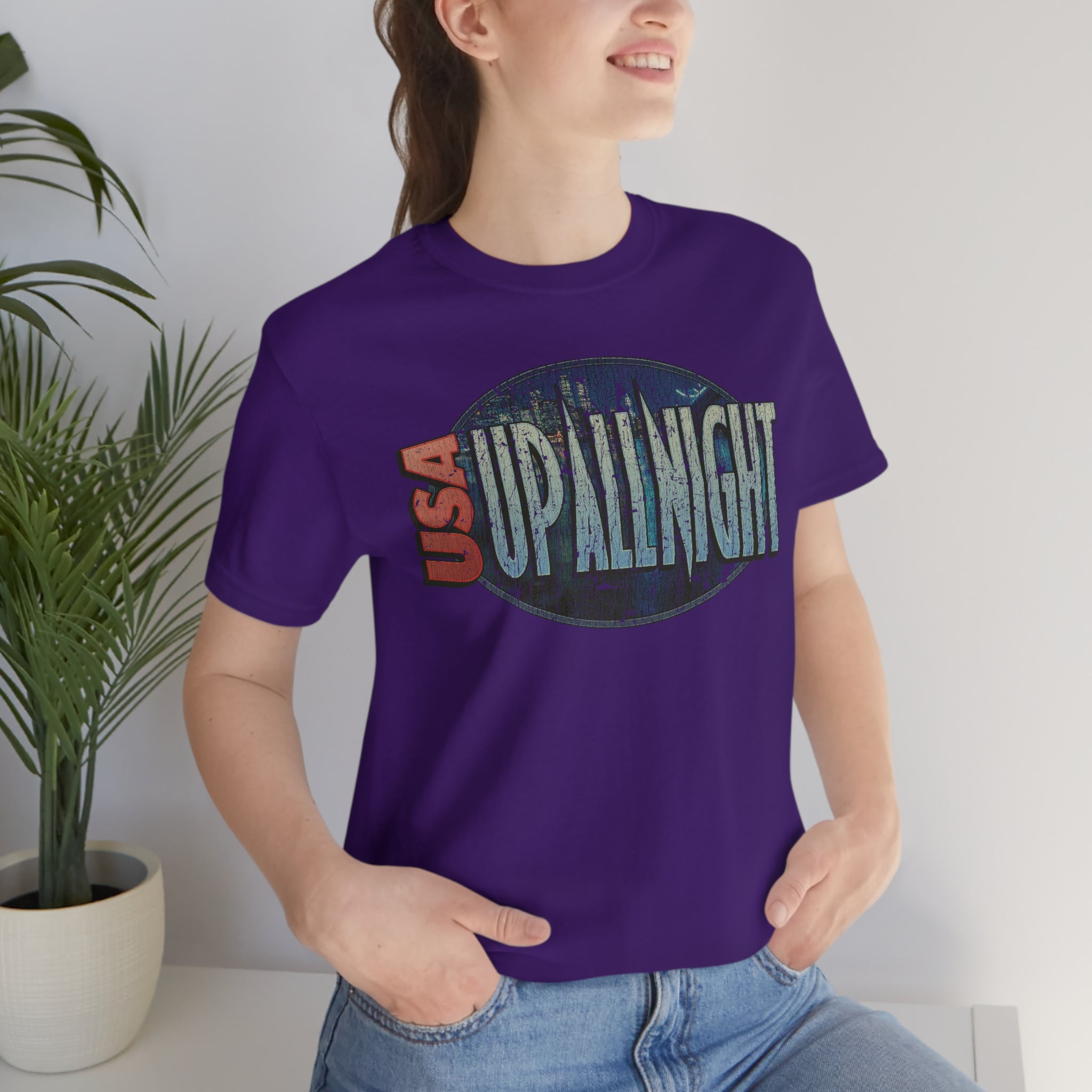 USA Up All Night 1989 Vintage Men's T-Shirt