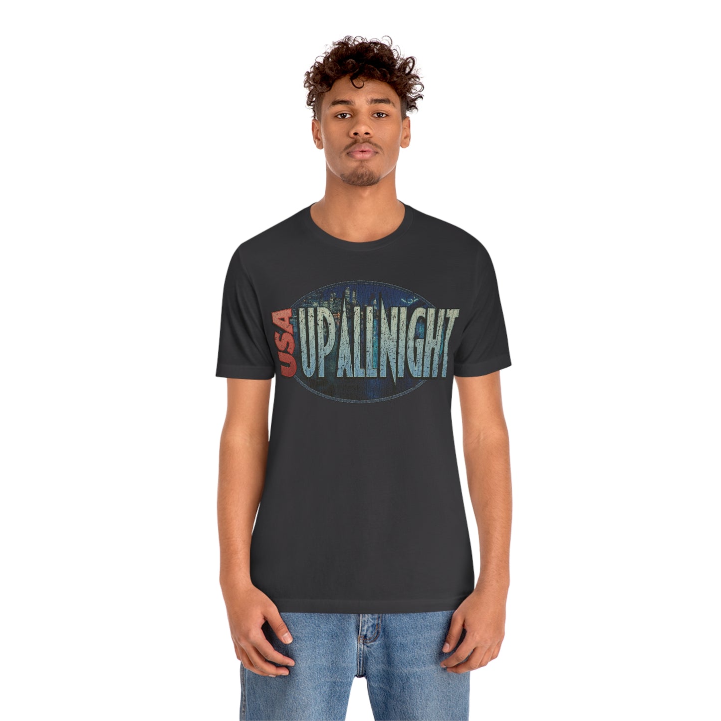 USA Up All Night 1989 Vintage Men's T-Shirt