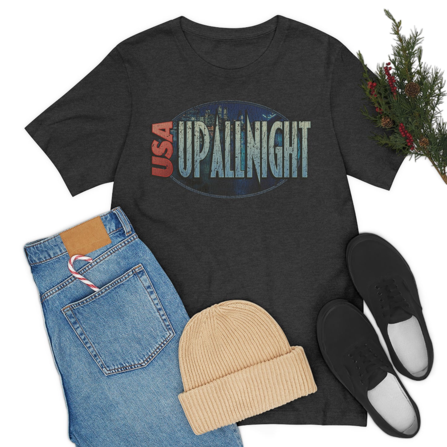 USA Up All Night 1989 Vintage Men's T-Shirt