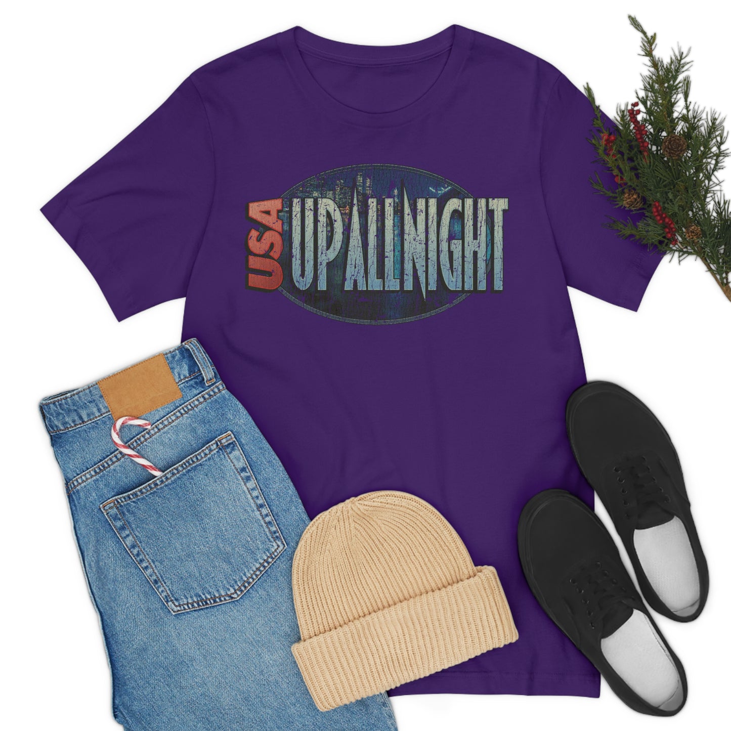 USA Up All Night 1989 Vintage Men's T-Shirt