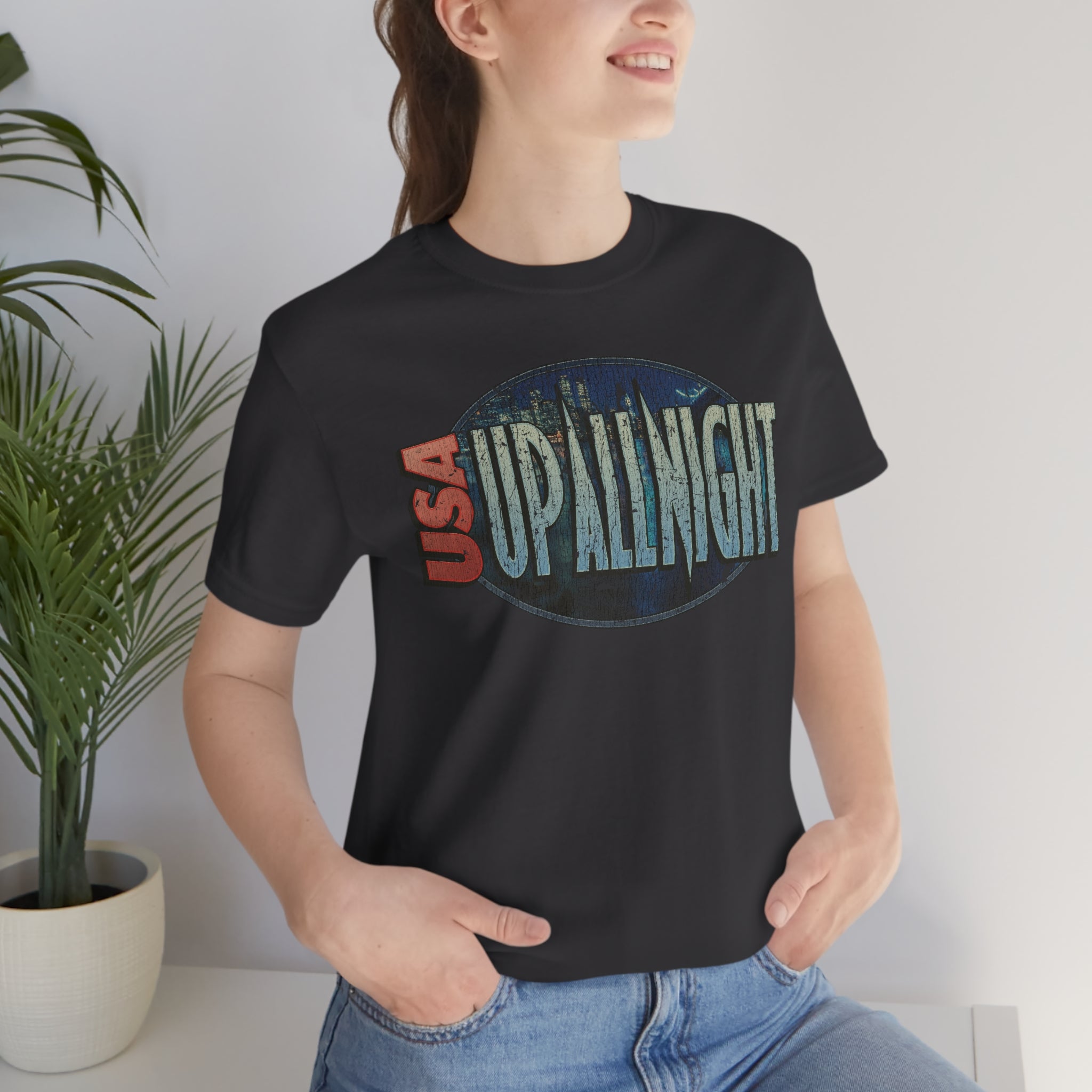 USA Up All Night 1989 Vintage Men's T-Shirt