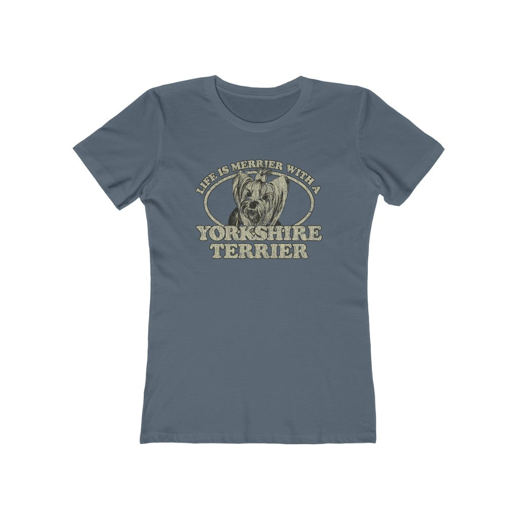 Life is Merrier With a Yorkshire Terrier 1982 Vintage Women's T-Shirt