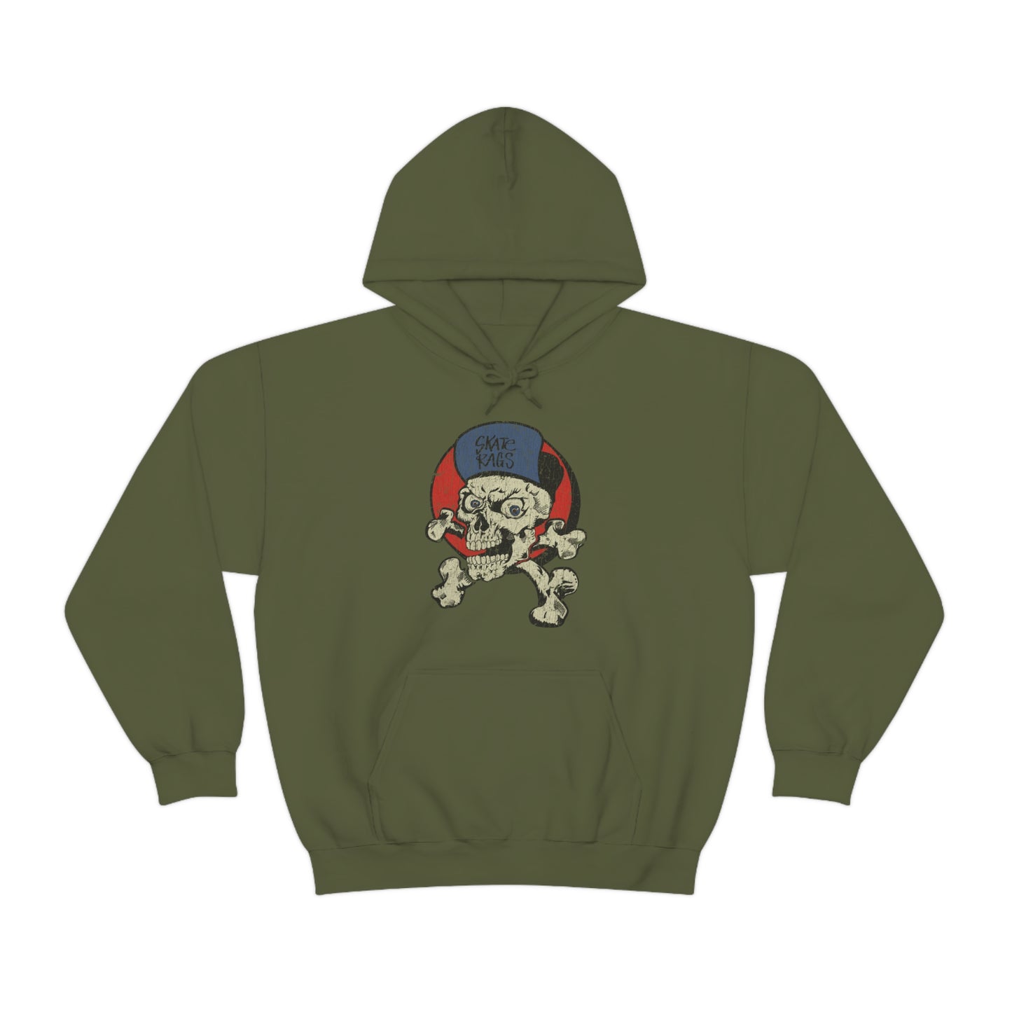 Skate Rags Skull and Crossbones 1985 Vintage Men's Hoodie