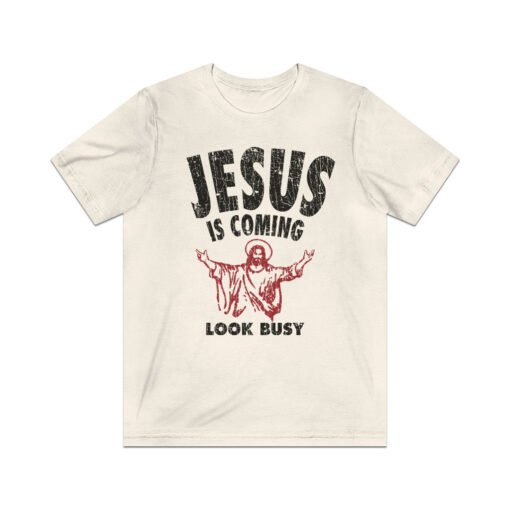 Jesus is Coming, Look Busy 1992 Vintage Men's T-Shirt - Image 5